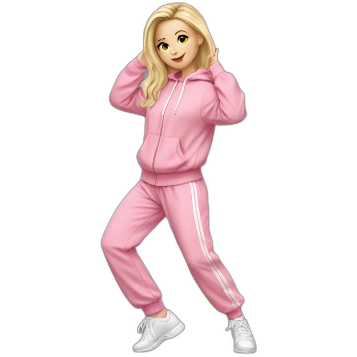 dancing-fair-haired-white-girl-pink-oversize-tracksuit emoji