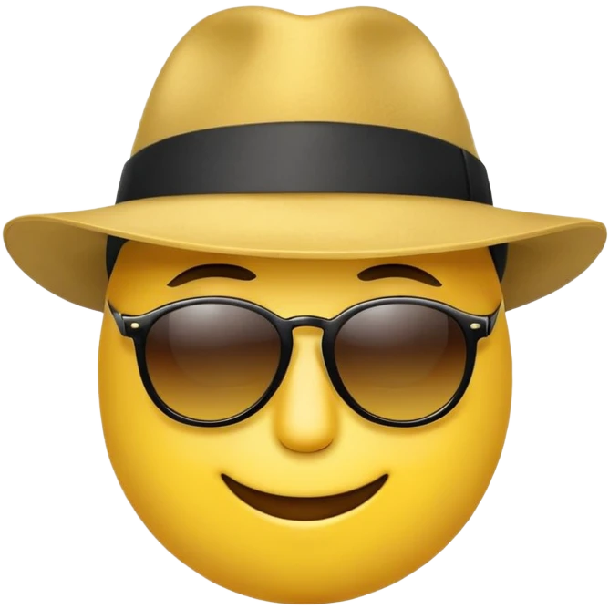 Emoji face with black fedora hat and sunglasses emoji