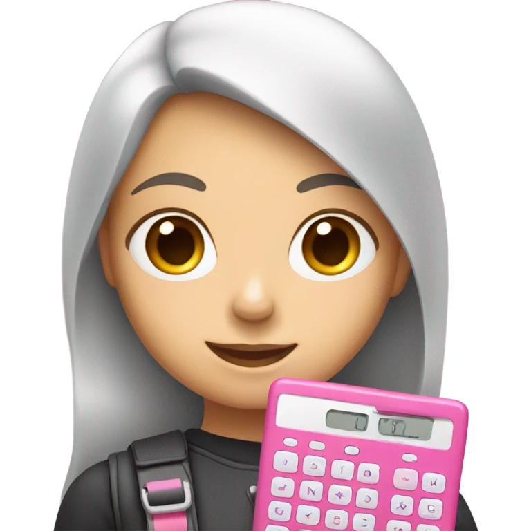 Girl holding one pink calculator emoji