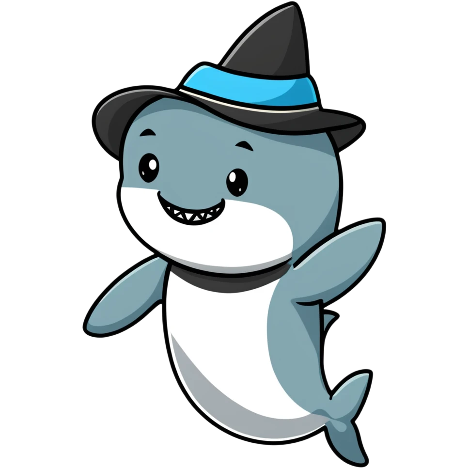 Shark with a top hat emoji