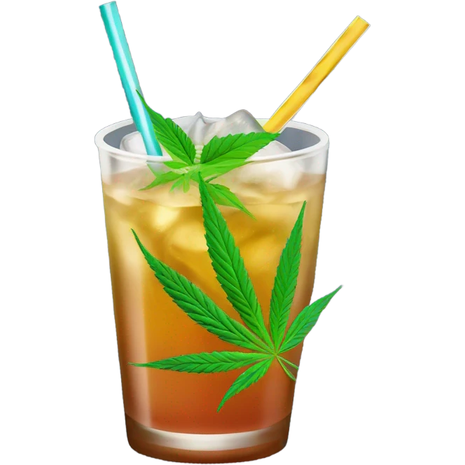 cannabis infused cocktail with straw and ice emoji