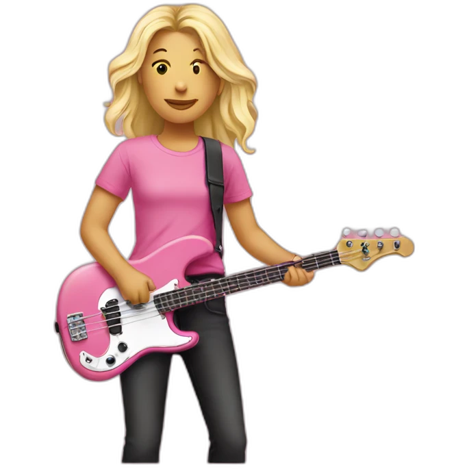 long-blond-bassguitar-player-pink-Tshirt-pink emoji