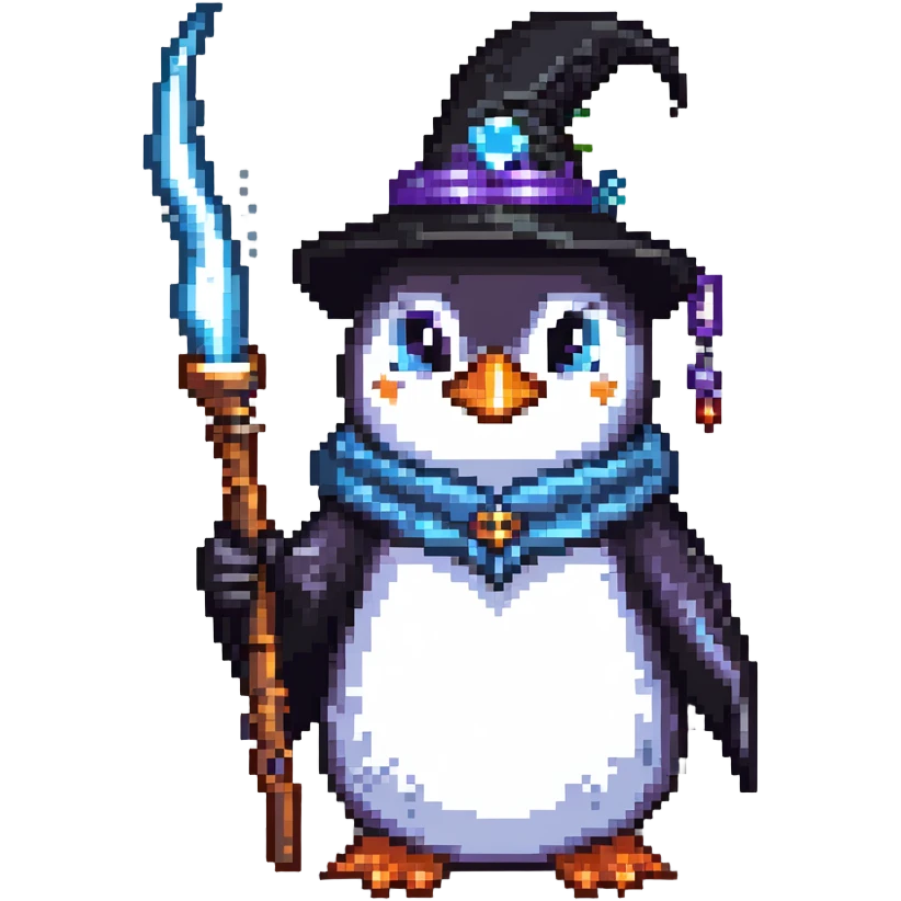 penguin wizard casting a spell emoji