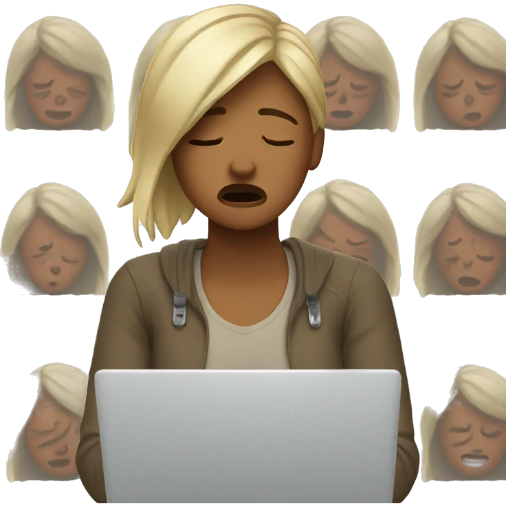 Female with laptop crying emoji