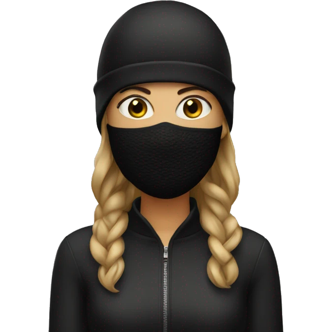 Woman wearing black ski mask emoji