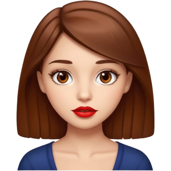 Girl who have brown hair brown eyes and beautiful red lip  emoji
