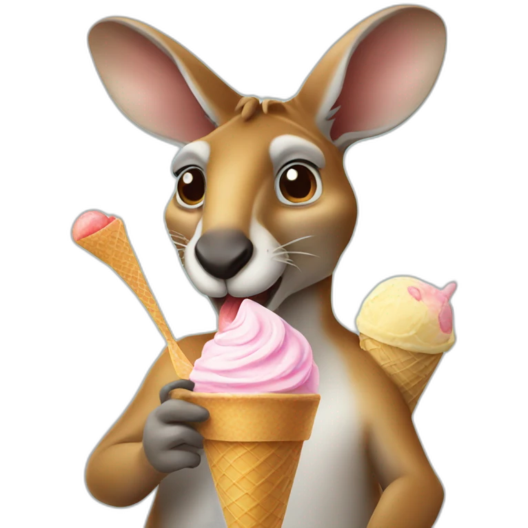 A kangaroo eating Ice Cream  emoji