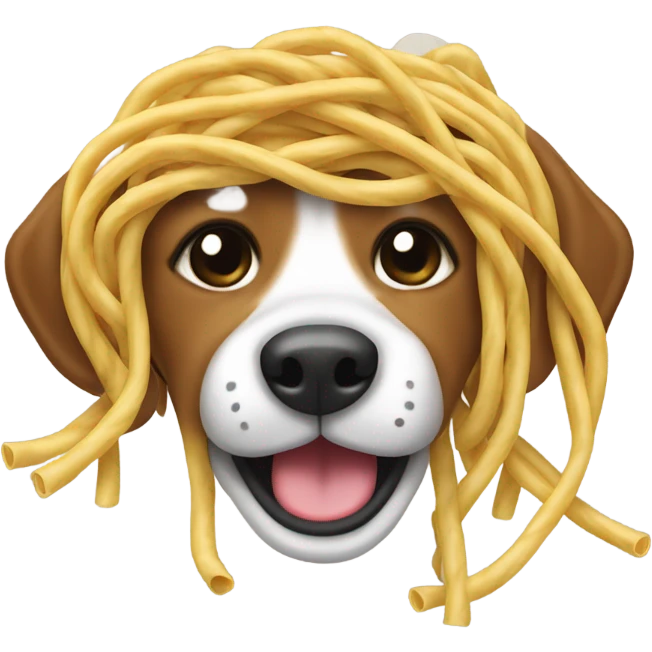 dog eating noodles emoji