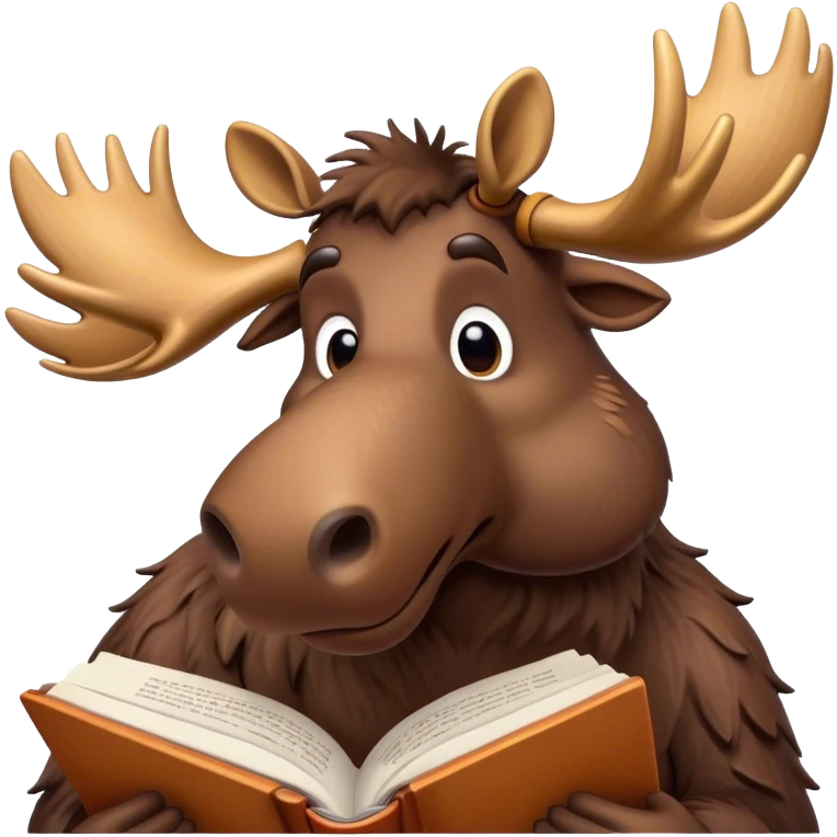 Moose reading a book emoji