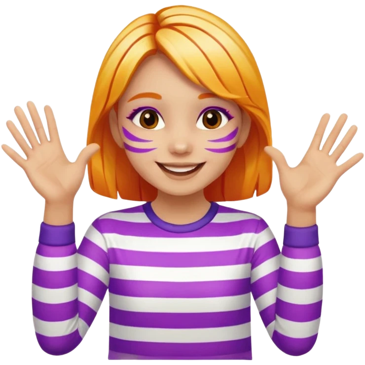 A cheerful girl with face paint stripes, clapping her hands with joy. emoji