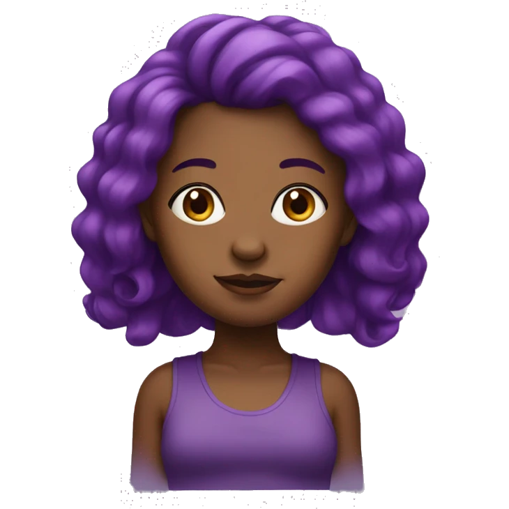 Big head brown girl with purple hair emoji