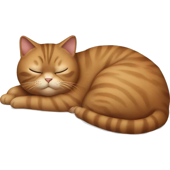 Fat brown cat flopped on a white bed emoji