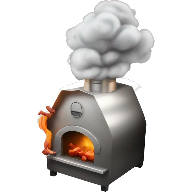 a meat smoker in the backyard billowing smoke emoji
