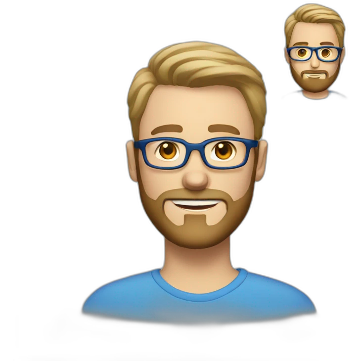 white light brown short hair man blue eyes eye glasses beard emoji