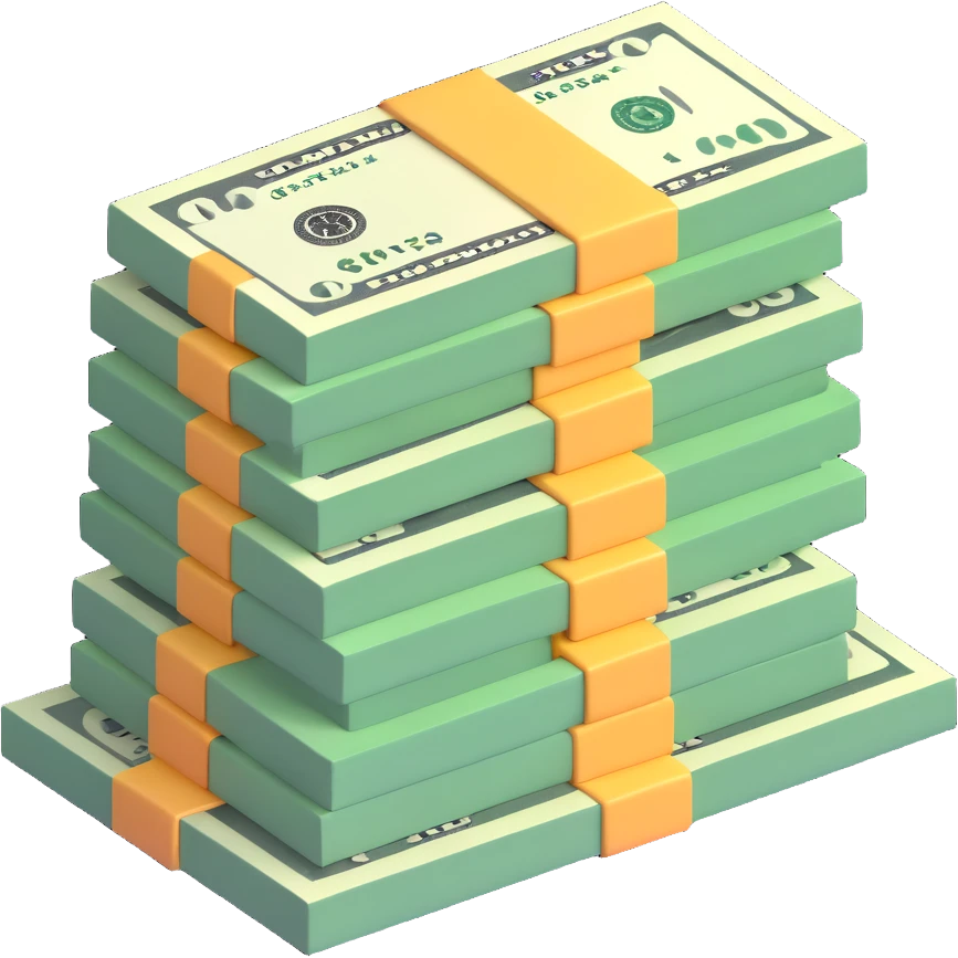 stack of dollar bills, US currency emoji