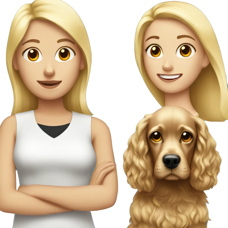 blonde girl with  cocker spaniel emoji