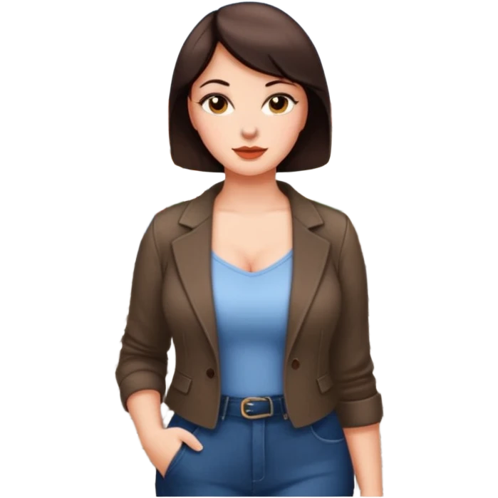 Pretty, sexy, slightly curvy white woman with short dark brown hair, on a street in Germany  emoji