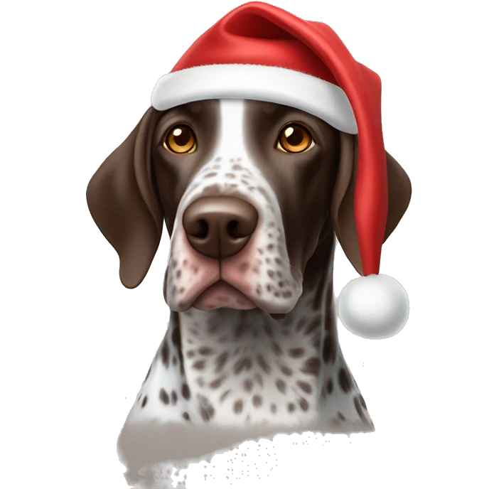 German shorthaired pointer with Santa hat  emoji