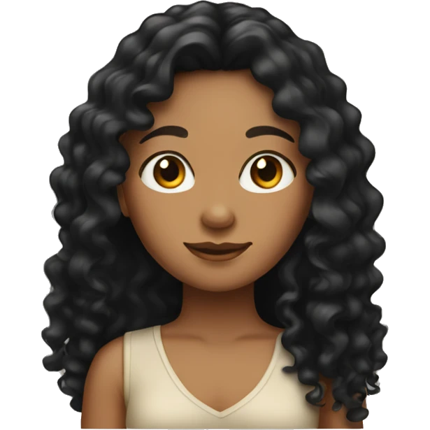 tan girl with long black curly hair emoji