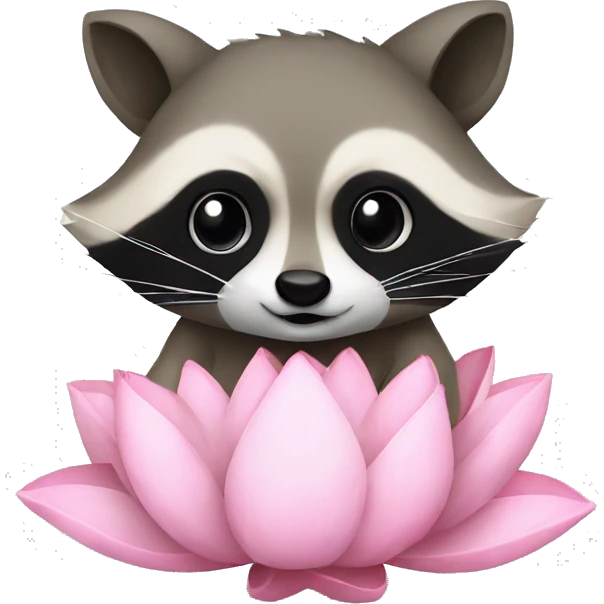 raccoon love lotus flower emoji
