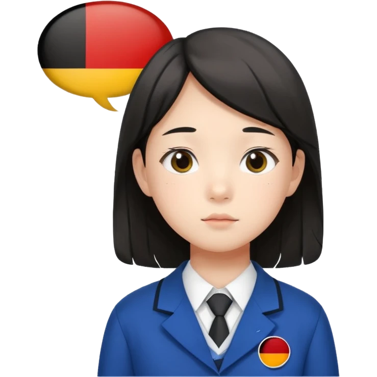 페르소나 요약 : 교복을 입고 독일 국기를 생각풍선 안에 떠올리는 10대 한국인 학생. emoji