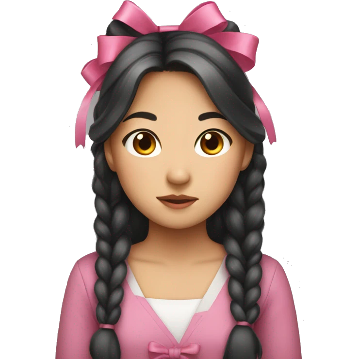 Asian girl with bow emoji