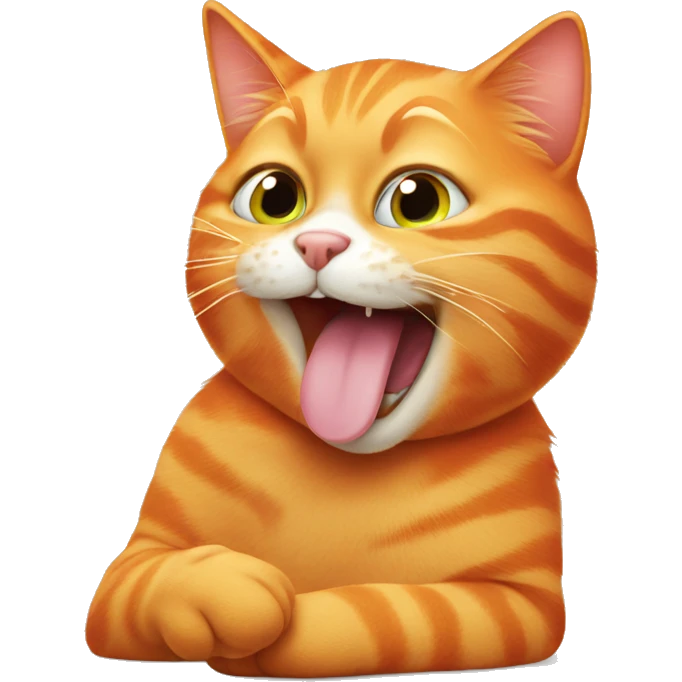 Orange cat licking his paw emoji