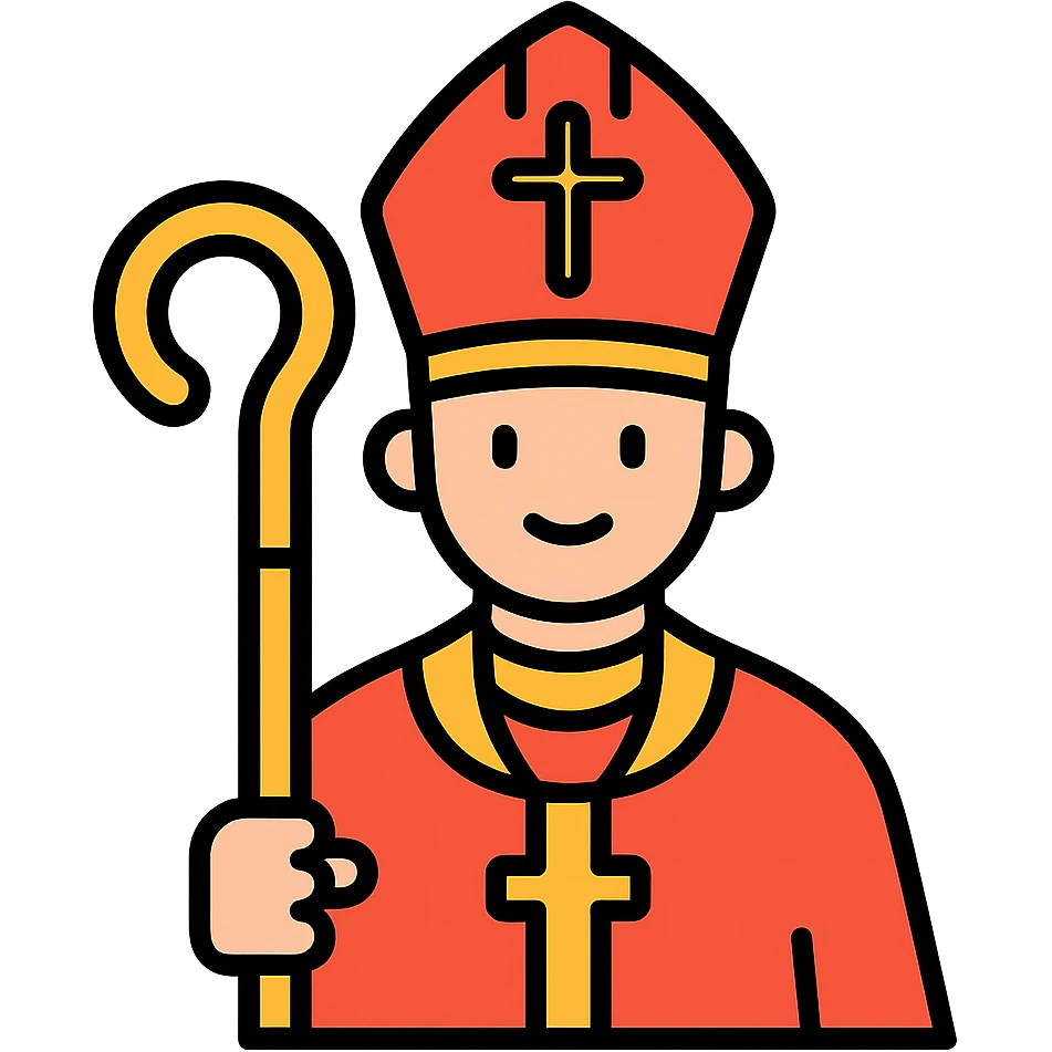 color outline icon of a bishop dressed in red emoji