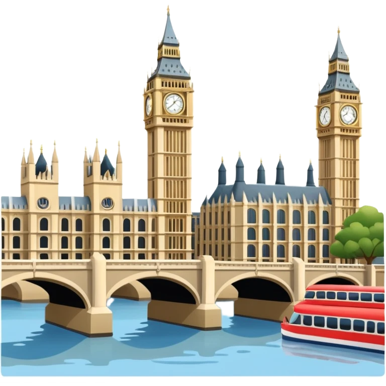 Make a full city of London with the Big Ben in the background and the Tower Bridge over the river  emoji