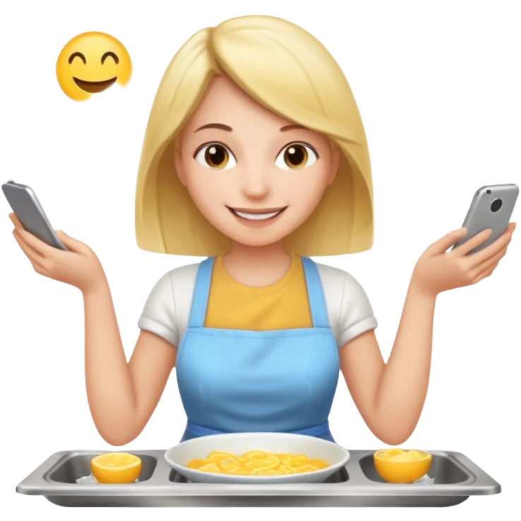 woman perfectionist with multiple arms texting a message wahsing dishes and reading a book 
more dinamic emoji  emoji