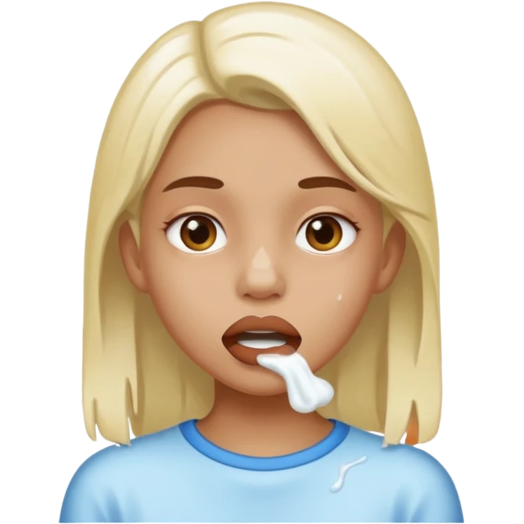 Girl with white sticky stuff on mouth  emoji