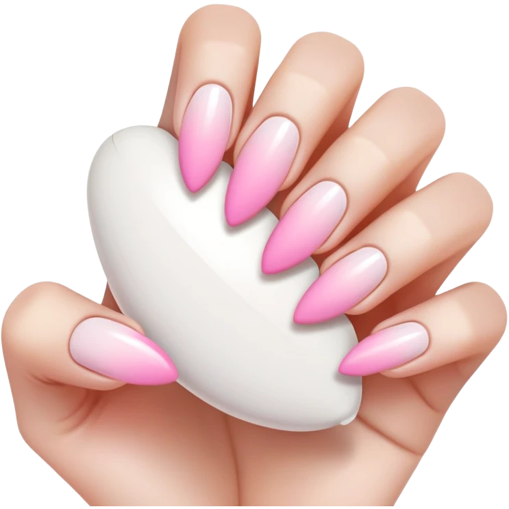 French manicure long almond shaped gel nails emoji