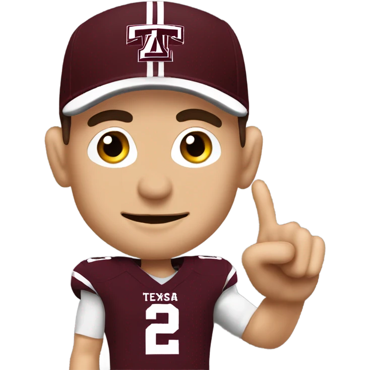 Johnny manziel in a Texas a&m maroon uniform holding up one thumb  emoji