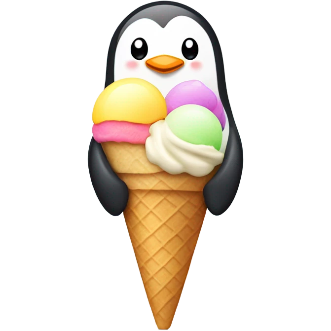 penguin eating ice cream emoji
