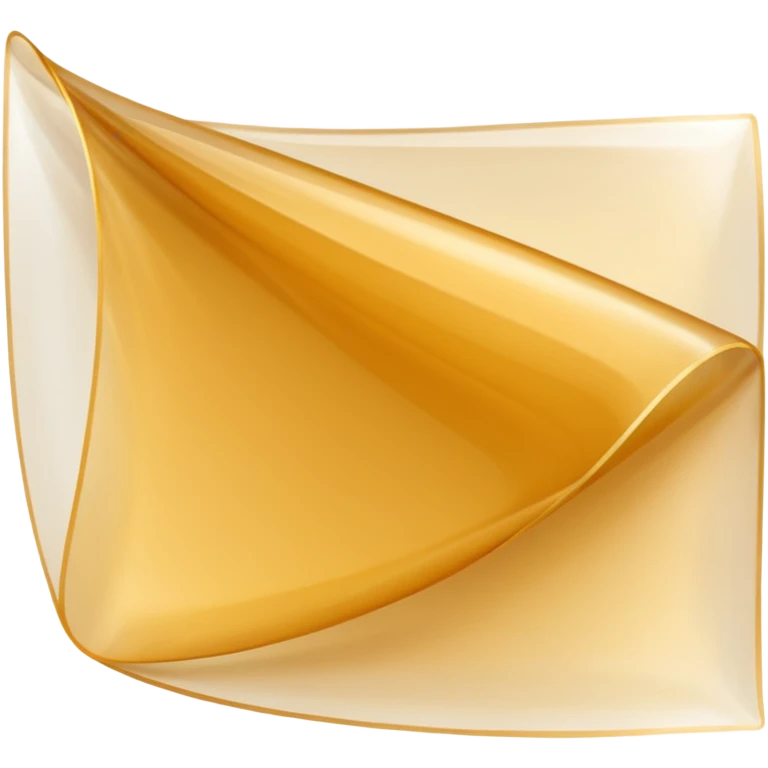 three curved gelatin sheets overlapping, fine grid pattern, thin, glossy, pale golden color, realistic transparency, no anthropomorphic features emoji