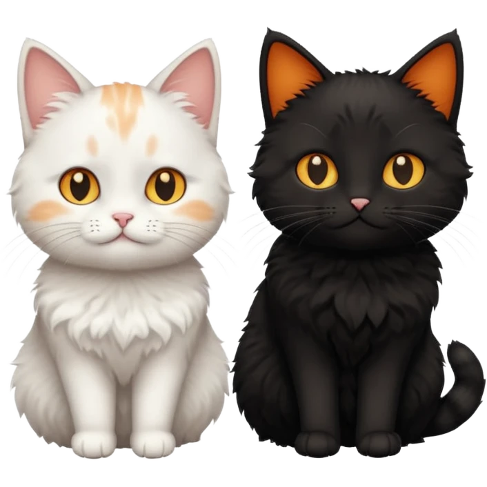 white cat and a black smaller cat and ginger short hair  emoji