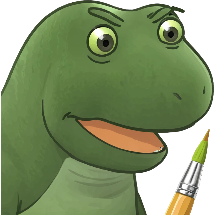 Dinosaur with a paintbrush emoji