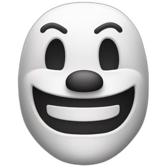 Máscara de teatro de mimo blanca con gran sonrisa y lágrimas fnaf emoji