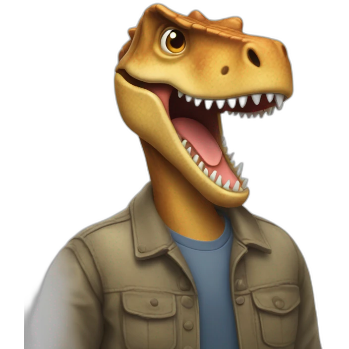 La tête d'un dinosaures qui rigole emoji