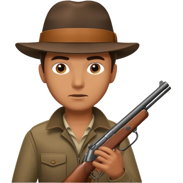 man hunter holding a gun, simple, clear expression emoji