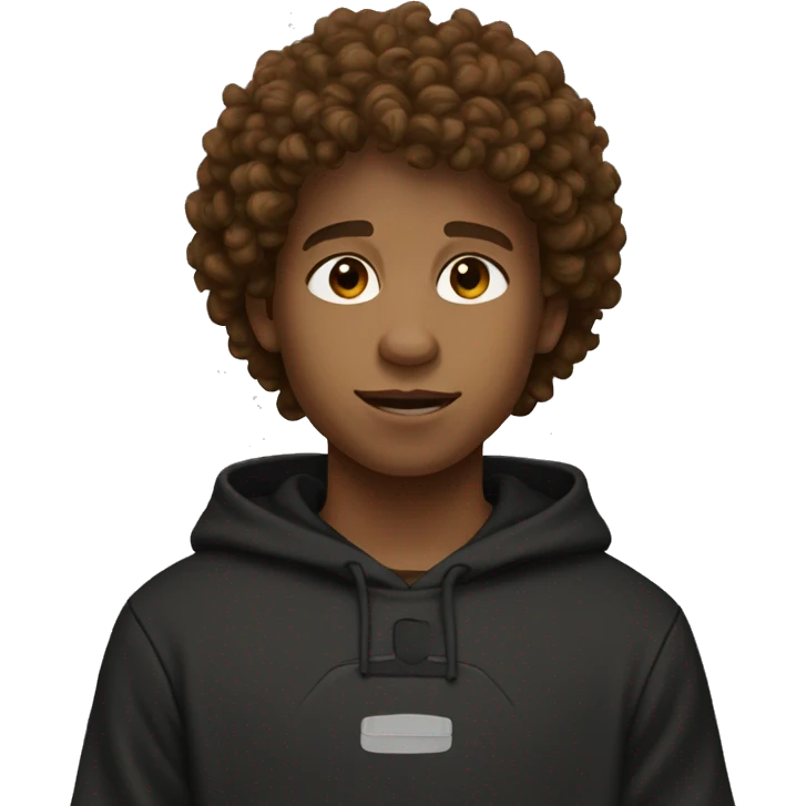 A boy with a basketball wearing a black hoodie and black joggers and black crocs he’s a caramel color and has brown curly hair  emoji