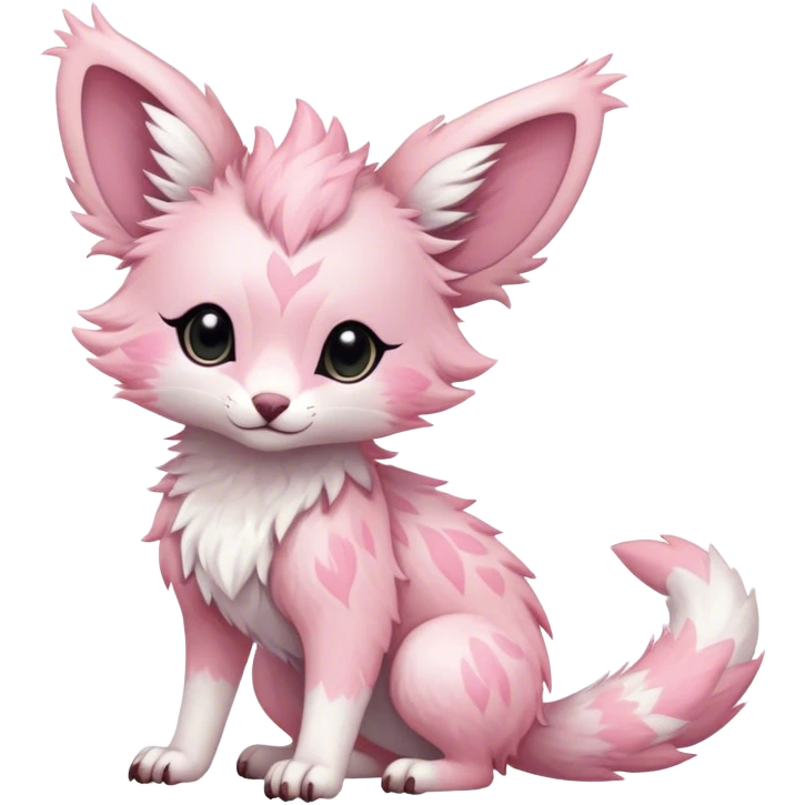 Feral Rare Fantasy cute pastel pink Vernid-Trico-species by LiLaiRa, markings, tufted ears, full body, 4 legs emoji