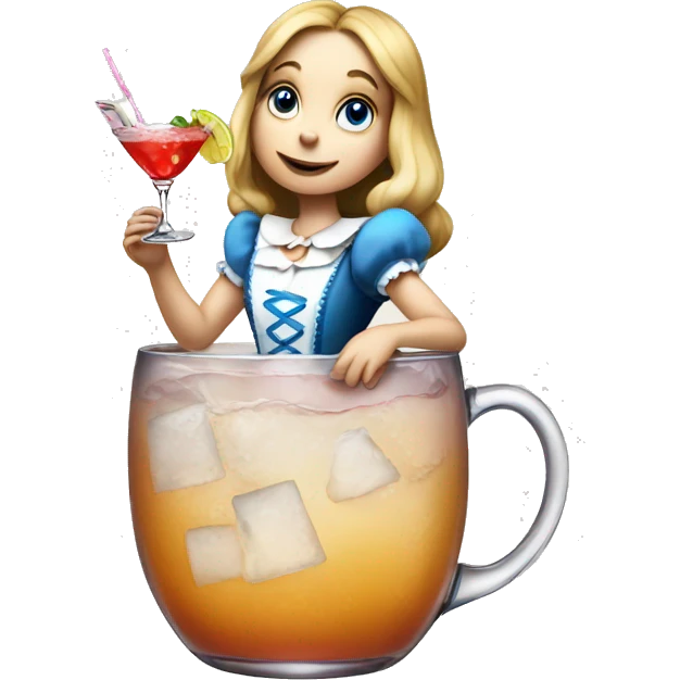 Alice In wonderland drinking a cocktail emoji