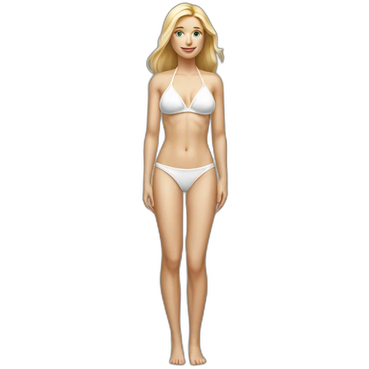 hyperrealist caucasian long blonde woman with white bikini full body emoji