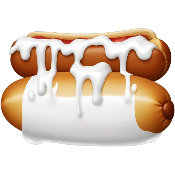 hot dog with no bun with white paint drippi emoji