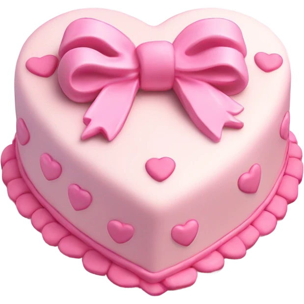 Pastel pink heart shaped cake with fancy icing and bows emoji