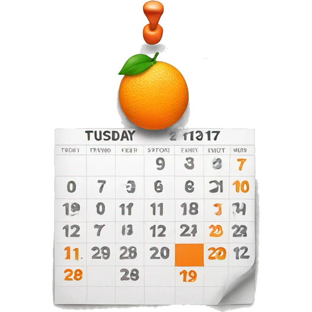 orange calendar that says tuesday  emoji