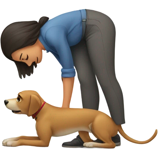 Dog sniffing lady emoji