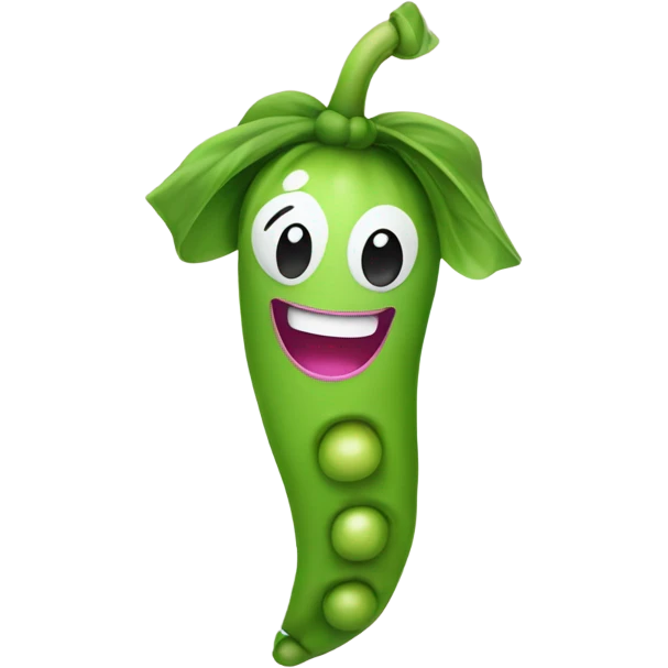 A pea vegetable with a smile and a pink bow emoji