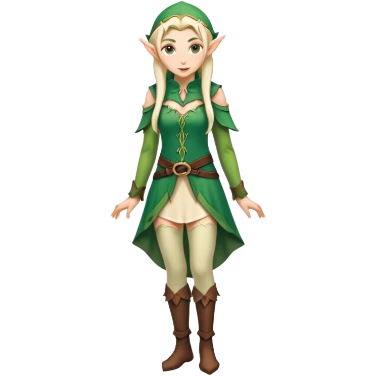 female elf portrait with full body visible, elvish clothing emoji